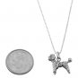 STERLING SILVER MINIATURE POODLE / POODLE DOG CHARM WITH 16 inch BOX CHAIN NECKLACE
