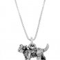 STERLING SILVER CAT WITH BOW / KITTY CAT WITH BOW CHARM WITH 16 inch BOX CHAIN NECKLACE
