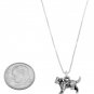 STERLING SILVER CAT WITH BOW / KITTY CAT WITH BOW CHARM WITH 16 inch BOX CHAIN NECKLACE