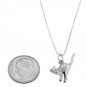 STERLING SILVER SCARED ALLEY CAT / TAIL UP CAT CHARM WITH 16 inch BOX CHAIN NECKLACE
