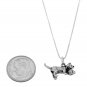 STERLING SILVER CAT PLAYING WITH BALL OF YARN CHARM WITH 16 inch BOX CHAIN NECKLACE