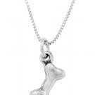 STERLING SILVER DOGGY BONE / DOG BONE CHARM WITH 16 inch BOX CHAIN NECKLACE