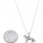 STERLING SILVER SMALL GERMAN SHEPHERD CHARM WITH 16 inch BOX CHAIN NECKLACE