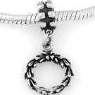 STERLING SILVER DANGLING CHRISTMAS WREATH EUROPEAN BEAD