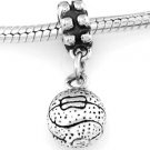 STERLING SILVER DANGLING 3D BASKETBALL EUROPEAN BEAD