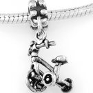 STERLING SILVER DANGLING THREE WHEEL TRICYCLE EUROPEAN BEAD