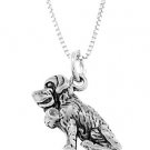 STERLING SILVER ST. BERNARD DOG CHARM WITH 16 inch BOX CHAIN NECKLACE