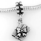 STERLING SILVER DANGLE GIFT BOX WITH BOW EUROPEAN BEAD