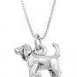 STERLING SILVER ST. HUBERT HOUND / BLOODHOUND DOG CHARM WITH 16 inch BOX CHAIN NECKLACE