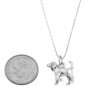 STERLING SILVER ST. HUBERT HOUND / BLOODHOUND DOG CHARM WITH 16 inch BOX CHAIN NECKLACE