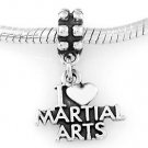 STERLING SILVER DANGLING I LOVE MARTIAL ARTS EUROPEAN BEAD
