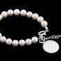 STERLING SILVER FRESHWATER PEARL BRACELET W/ ROUND DISC 6" for CHILD
