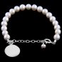 STERLING SILVER FRESHWATER PEARL BRACELET W/ ROUND DISC 6" for CHILD