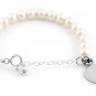 STERLING SILVER FRESHWATER PEARL BRACELET W/ ROUND DISC 6" for CHILD
