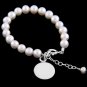 STERLING SILVER FRESHWATER PEARL BRACELET W/ ROUND DISC 6" for CHILD