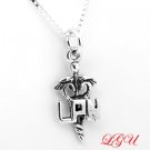 STERLING SILVER LPN NURSE CHARM WITH 18" BOX CHAIN NECKLACE