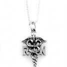 STERLING SILVER RN REGISTERED NURSE CHARM WITH 18" BOX CHAIN
