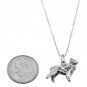 STERLING SILVER BORDER COLLIE STYLE / COLLIE DOG CHARM WITH 18 inch BOX CHIAN NECKLACE