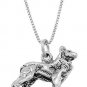 STERLING SILVER BORDER COLLIE STYLE / COLLIE DOG CHARM WITH 18 inch BOX CHIAN NECKLACE