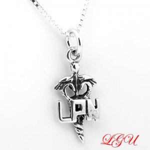 STERLING SILVER LPN NURSE CHARM 16" BOX CHAIN NECKLACE