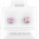 STERLING SILVER OCTOBER BIRTHSTONE CZ CHILD POST EARRINGS 3mm