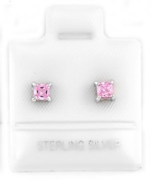 STERLING SILVER OCTOBER BIRTHSTONE CZ CHILD POST EARRINGS 3mm