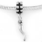 STERLING SILVER DANGLING SMALL ITALIAN HORN EUROPEAN BEAD