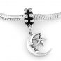 STERLING SILVER DANGLING MOON WITH STAR EUROPEAN BEAD