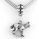 STERLING SILVER DANGLING 3D FOX EUROPEAN BEAD
