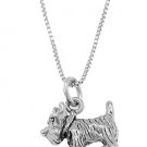 STERLING SILVER SCOTTISH TERRIER DOG / SCOTTIE DOG CHARM WITH 18 inch BOX CHAIN NECKLACE