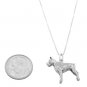 STERLING SILVER BOXER DOG CHARM WITH 18 inch BOX CHAIN NECKLACE
