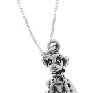 STERLING SILVER DALMATIAN PUPPY DOG CHARM WITH 18 inch BOX CHAIN NECKLACE