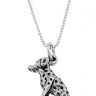 STERLING SILVER DALMATIAN DOG CHARM WITH 18 inch BOX CHAIN NECKLACE
