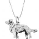 STERLING SILVER GOLDEN RETRIEVER DOG CHARM WITH 18 inch BOX CHAIN NECKLACE