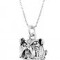 STERLING SILVER BULLODG HEAD CHARM WITH 18 inch BOX CHAIN NECKLACE