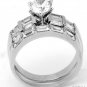 STERLING SILVER ENGAGEMENT WEDDING COMBO RING SZ 6