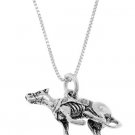 STERLING SILVER RACING RUNNING STYLE GREYHOUND DOG CHARM WITH 18 inch BOX CHIAN NECKLACE