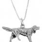 STERLING SILVER IRISH SETTER DOG CHARM WITH 18 inch BOX CHAIN NECKLACE