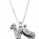 STERLING SILVER POODLE DOG CHARM WITH 18 inch BOX CHAIN NECKLACE