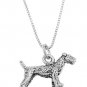 STERLING SILVER AIREDALE TERRIER DOG CHARM WITH 18 inch BOX CHAIN NECKLACE