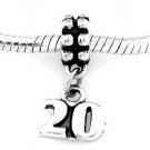 STERLING SILVER DANGLE NUMBER 20 EUROPEAN BEAD