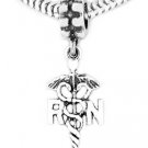 STERLING SILVER DANGLING RN REGISTERED NURSE EUROPEAN BEAD