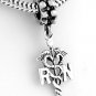 STERLING SILVER DANGLING RN REGISTERED NURSE EUROPEAN BEAD