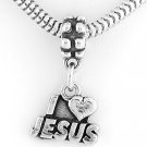 STERLING SILVER DANGLING I LOVE JESUS EUROPEAN BEAD