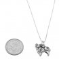 STERLING SILVER POMERANIAN DOG / POM POM DOG CHARM WITH 18 inch BOX CHAIN NECKLACE