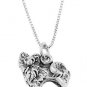 STERLING SILVER POMERANIAN DOG / POM POM DOG CHARM WITH 18 inch BOX CHAIN NECKLACE