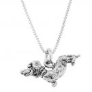 STERLING SILVER DACHSHUND DOG / WEENIE DOG CHARM WITH 18 inch BOX CHAIN NECKLACE