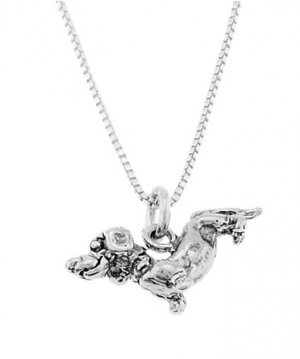 STERLING SILVER DACHSHUND DOG / WEENIE DOG CHARM WITH 18 inch BOX CHAIN NECKLACE