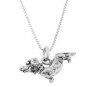 STERLING SILVER DACHSHUND DOG / WEENIE DOG CHARM WITH 18 inch BOX CHAIN NECKLACE