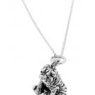 STERLING SILVER WRINKLE DOG / SHAR PEI DOG CHARM WITH 18 inch BOX CHAIN NECKLACE